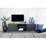 ТВ-тумба из металла и столешницей из массива дуба Metal Wood TV-Stand варинант исполнения - 5 | Loft Concept в Барнауле