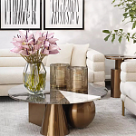 Дизайнерский журнальный стол с круглой столешницей на 3-х геометрических ножках Lehumod варинант исполнения - 3 | Loft Concept в Барнауле