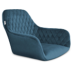 Барный стул со спинкой и подлокотниками на 4-х деревянных ножках Douglas Rhombus Синий Велюр варинант исполнения - 2 | Loft Concept в Барнауле