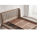 Кровать двуспальная с мягким изголовьем Moon Walnut Bed варинант исполнения - 9 | Loft Concept в Барнауле