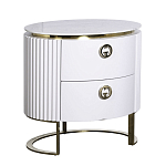 Тумбочка белая овальная с мраморной столешницей Thoroughbass варинант исполнения - 1 | Loft Concept в Барнауле