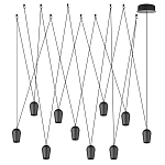 Подвесной светильник черными плафонами на длинных пересекающихся тросах Construction варинант исполнения - 7 | Loft Concept в Барнауле