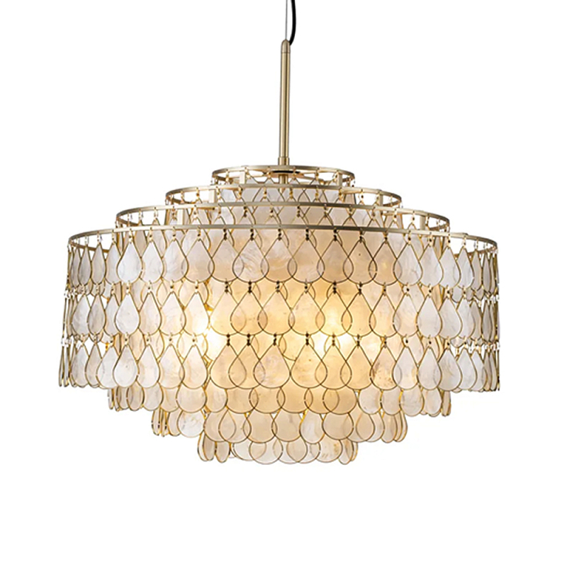 Люстра многоярусная с декором из натуральной морской ракушки Iridescent Light Золотой Перламутровый в Барнауле | Loft Concept 