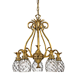 Люстра цвета латунь с 5-ю плафонами из рельефного стекла в форме ананаса Hinkley варинант исполнения - 1 | Loft Concept в Барнауле