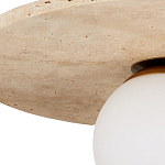 Потолочный светильник из травертина с плафоном из белого матового стекла Marble Glow варинант исполнения - 1 | Loft Concept в Барнауле