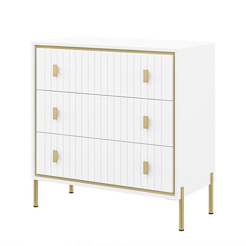 Комод белый глянцевый с тремя ящиками Antique Order Белый Золотой в Барнауле | Loft Concept 