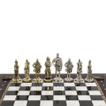 Шахматы в ларце из натуральных камней Долерит Малахит Мрамор Decorative Thematic Chess Русь варинант исполнения - 4 | Loft Concept в Барнауле