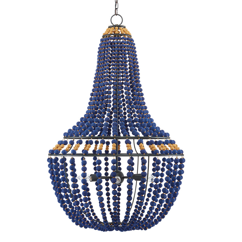 Люстра каплевидной формы декорированная синими и золотыми бусинами Blue Beads Черный Синий Золотой Люстра каплевидной формы декорированная синими и золотыми бусинами Blue Beads Черный Синий Золотой в Барнауле | Loft Concept