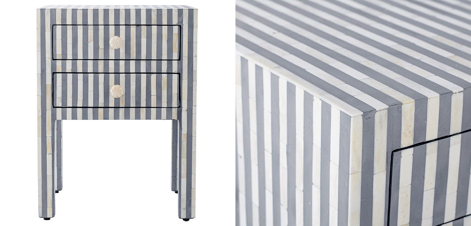 Тумбочка Indian striped Bone Inlay nightstand Тумбочка Indian striped Bone Inlay nightstand - Loft-Concept в Барнауле