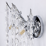 Бра цвета хром с ветвями и прозрачными стеклянными подвесками в виде вытянутых спиральных капель Droplet Chandelier варинант исполнения - 6 | Loft Concept в Барнауле