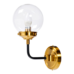 Бра БИСТРО Globe Clear Glass Single Sconce Brass