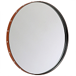 Зеркало овальное в металлической раме с кожаной отделкой Loft in Reflection варинант исполнения - 1 | Loft Concept в Барнауле