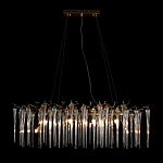 Люстра подвесная прямоугольная с бронзовыми акцентами и прозрачными стеклянными каплями Droplet Chandelier варинант исполнения - 2 | Loft Concept в Барнауле