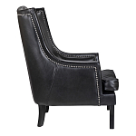 Кресло из натуральной кожи на 4-х деревянных ножках из массива бука Daniel Leather Armchair black варинант исполнения - 2 | Loft Concept в Барнауле