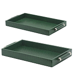 Комплект из двух прямоугольных подносов зеленого цвета Serpent варинант исполнения - 2 | Loft Concept в Барнауле