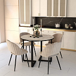 Стол обеденный раздвижной со столешницей бежевый мрамор Magali варинант исполнения - 4 | Loft Concept в Барнауле