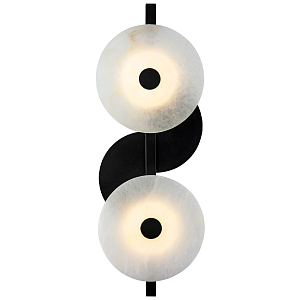 Бра со стеклянными плафонами-дисками Black and White Circles Wall Lamp