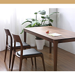 Стул деревянный с мягким сиденьем из черной натуральной кожи Moon Walnut Furniture варинант исполнения - 1 | Loft Concept в Барнауле