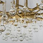 Потолочная люстра в виде ветвей деревьев золотого цвета с прозрачными подвесками-каплями Droplet Chandelier варинант исполнения - 5 | Loft Concept в Барнауле