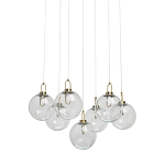 Люстра с 7-ю плафонами из прозрачного стекла в форме шара Orb Cascade  варинант исполнения - 1 | Loft Concept в Барнауле