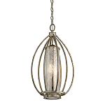 Подвесной светильник овальной формы с цилиндрическим плафоном в цвете сусальное серебро Kichler варинант исполнения - 1 | Loft Concept в Барнауле