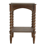 Приставной столик деревянный с резными ножками и нижней полкой Vintage Side Table Brown Wood варинант исполнения - 3 | Loft Concept в Барнауле