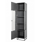 Шкаф-витрина цвета графит с полками и стеклянной дверью Strict Lines варинант исполнения - 3 | Loft Concept в Барнауле