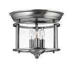 Потолочный светильник в форме фонаря с прозрачным цилиндрическим плафоном и тремя лампами в форме свечей Hinkley варинант исполнения - 1 | Loft Concept в Барнауле