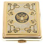 Портсигар на 20 сигарет с гравюрой Герба РФ в подарочной коробке Metal Cigarettes Cases варинант исполнения - 1 | Loft Concept в Барнауле