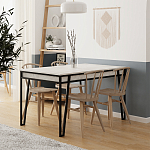 Стол обеденный с прямоугольной столешницей пыльного белого цвета на 4-х металлических ножках PAL ANCIENT WHITE варинант исполнения - 3 | Loft Concept в Барнауле