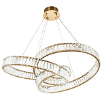 Подвесная люстра в виде изогнутых колец с хрустальным декором Ring Horizontal Oculus Gold Light Chandelier варинант исполнения - 3 | Loft Concept в Барнауле