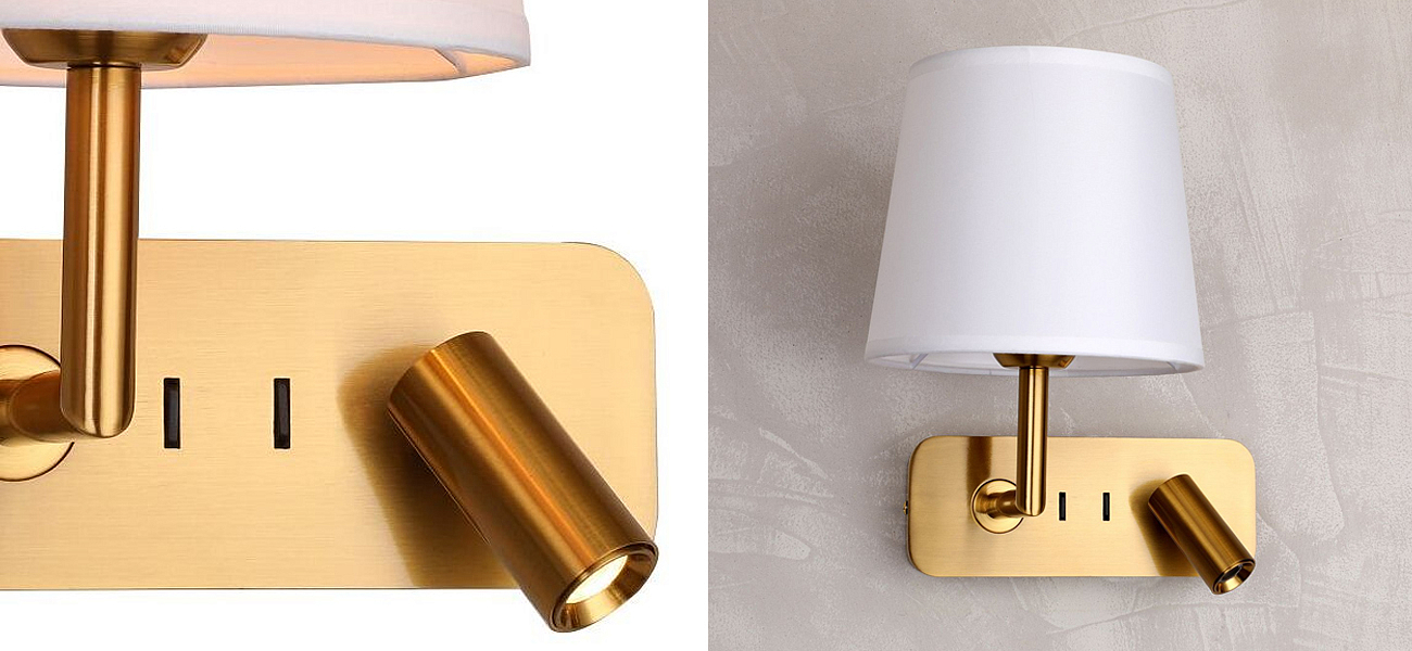 Бра с абажуром Trumpet Lamp Brass 2 лампы Бра с абажуром Trumpet Lamp Brass 2 лампы - Loft-Concept в Барнауле