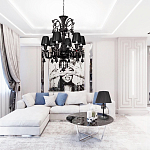 Люстра подвесная с плиссированными абажурами и множеством подвесок черного цвета Диаметр 62 см Lustre Reverie варинант исполнения - 4 | Loft Concept в Барнауле