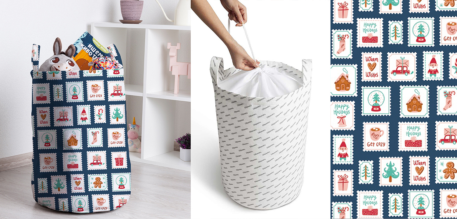 Корзина New Year Postage Stamps Basket Корзина New Year Postage Stamps Basket - Loft-Concept в Барнауле