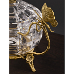 Конфетница из прозрачного рельефного стекла с ручками в виде стрекоз и фигуркой лебедя Eden Garden варинант исполнения - 4 | Loft Concept в Барнауле