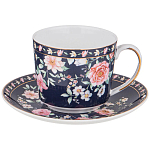 Чайный сервиз из фарфора синий на 6 персон 14 предметов Flower Porcelain Collection варинант исполнения - 2 | Loft Concept в Барнауле