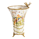 Ваза из фарфора с бронзовой стрекозой  Paradise Dragonfly варинант исполнения - 6 | Loft Concept в Барнауле