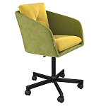 Стул с мягкой обивкой из велюра и подъемно-поворотным механизмом на колесиках Mason Green and Yellow варинант исполнения - 1 | Loft Concept в Барнауле
