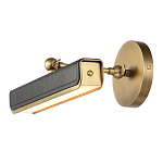 Светильник для картин цвет винтажная латунь с прямоугольным плафоном из кожи черного цвета Alora варинант исполнения - 4 | Loft Concept в Барнауле