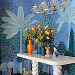 Обои ручная роспись Malwa Special Colourway on blue painted Xuan paper варинант исполнения - 1 | Loft Concept в Барнауле