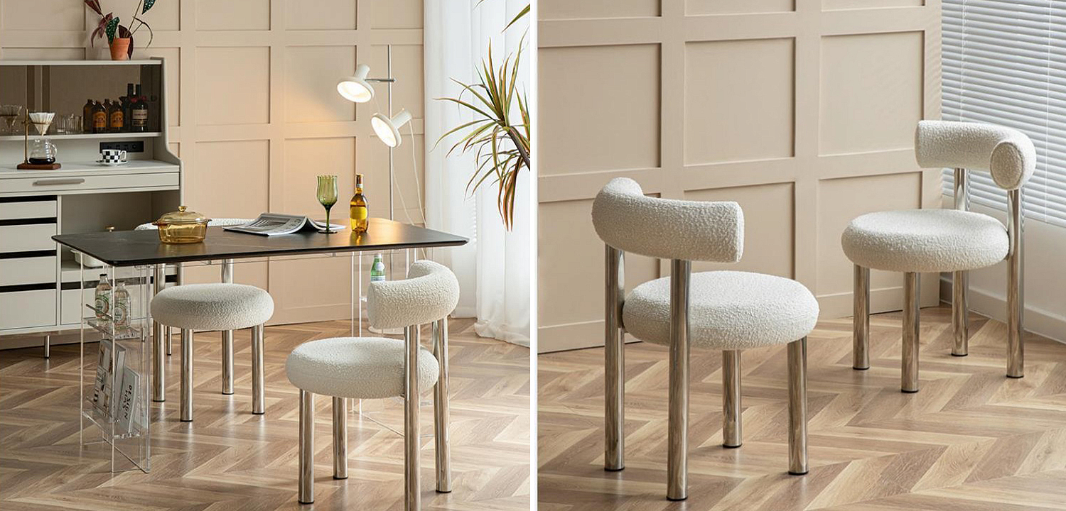 Стул Ellias White Boucle Chair Стул Ellias White Boucle Chair - Loft-Concept в Барнауле