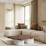 Дизайнерский журнальный стол с фигурной столешницей на белом основании Holarisex варинант исполнения - 1 | Loft Concept в Барнауле