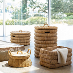 Плетеная корзина с крышкой из плетеного бананового дерева Zuwena Wicker Basket варинант исполнения - 6 | Loft Concept в Барнауле