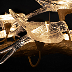 Люстра подвесная с прозрачными стеклянными птичками на ветвях Диаметр 80 см Serip Voa варинант исполнения - 10 | Loft Concept в Барнауле