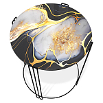 Стол журнальный круглый со столешницей из стекла Gold and Black Marble варинант исполнения - 2 | Loft Concept в Барнауле