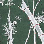 Обои ручная роспись Bamboo Argent on Edo Green painted silk варинант исполнения - 2 | Loft Concept в Барнауле