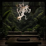 Люстра с тремя фигурами обезьян с лампочками в руках белого цвета Hanging Monkey варинант исполнения - 10 | Loft Concept в Барнауле