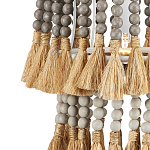 Подвесной светильник двухъярусный с декором из круглых деревянных бусин с кисточками Gray Brown Wooden Beads Chandelier варинант исполнения - 1 | Loft Concept в Барнауле