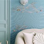 Обои с вышивкой ручной работы Amami Waves Moonbeam colourway on silk moire варинант исполнения - 2 | Loft Concept в Барнауле