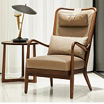 Кресло c каркасом из массива дерева и с мягким подголовником Walnut Armchair варинант исполнения - 1 | Loft Concept в Барнауле